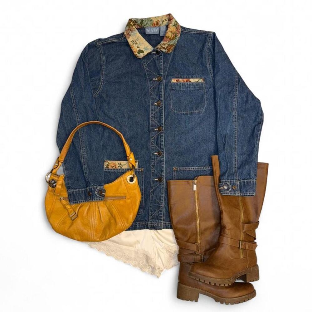 Vintage Vtg 90s tapestry barn jacket chore coat cottagecore western